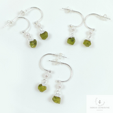 Natural Raw Peridot Earrings, Peridot Gemstone Earrings, Handmade Raw Earring, Silver Plated Pearl Earring, Dainty Earring, Designer Earring